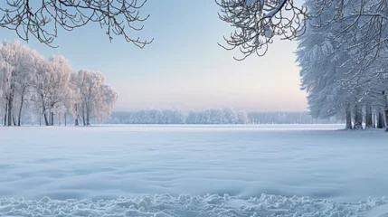 Poster Serene Winter Wonderland with Snow-Covered Trees © Nijam