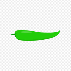 Green Chili pepper illustration on transparent background