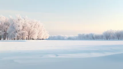 Fototapeten Serene Winter Wonderland with Snow-Covered Trees © Nijam