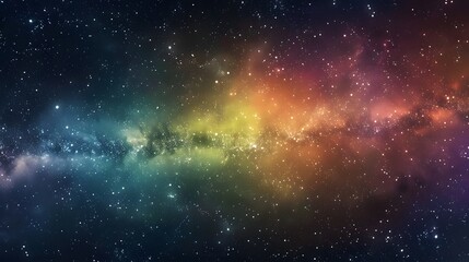 Vibrant space background displaying nebula and stars with rainbow hues, vibrant milky way galaxy backdrop