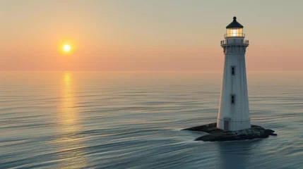 Deurstickers Solitary Lighthouses in Ocean Landscapes © Nijam