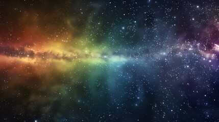 Dynamic space backdrop of nebula and stars with rainbow colors, colorful milky way galaxy backdrop