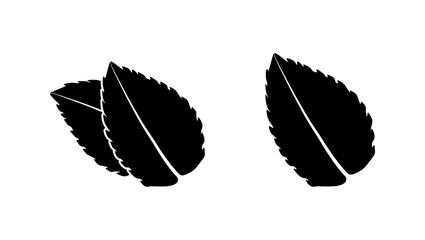 mint leaf, black isolated silhouette © OMIA