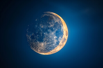 Partial Lunar Eclipse in a Clear Night Sky, Celestial Event - obrazy, fototapety, plakaty