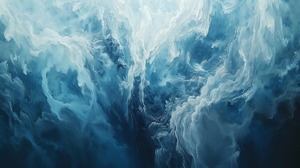 Abstract art inspired by a winter blizzard in whites and icy blues. , - obrazy, fototapety, plakaty