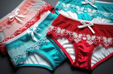 Set of women's lace panties in different colors