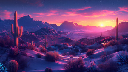 Neon Desert - Vibrant, neon-lit desert scene