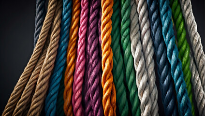 Diverse team strength: unity, communication, support. Like a rope's strands, cooperation empowers collective power and integration.