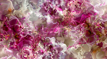 Abstract interpretation of a flowering cherry blossom in pinks and whites. ,