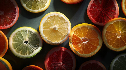 Vibrant Citrus Fruit Patterns - obrazy, fototapety, plakaty