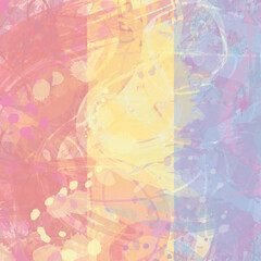 Abstract illustration, colorful rainbow digital painting. Square background.