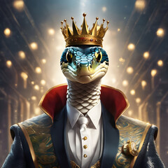 A richly dressed snake in a crown is a symbol of the New Year according to the eastern calendar. Anthropomorph