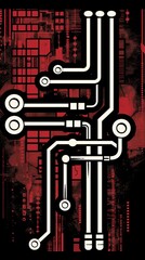 Red and Black Circuit Board Design Illustration