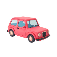 Charming 3D Render of a Miniature Car in Pink with Cartoonish Design and Simplistic Aesthetic