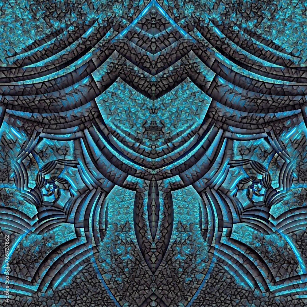 Aufkleber repeating turquoise and grey coloured design in square format