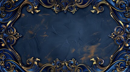 Golden and Sapphire Blue Style Vector Illustration Border Banner Art Background with Empty Copy Space created with Generative AI Technology