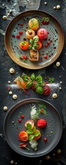 Elevate your culinary brand with a wide-angle shot that glorifies the art and precision of plating techniques Showcase the meticulous details 