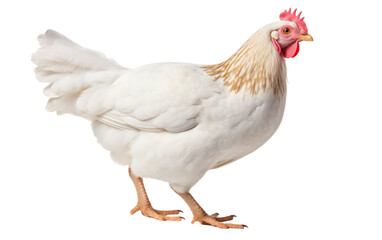 White chicken a laying hen in a farmyard (Gallus gallus domesticus) isolated on transparent background