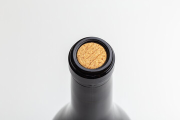 Close-Up of a Sealed Wine Bottle with Cork