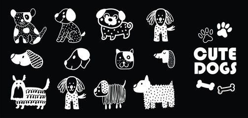 Cute vector poster with decorative dogs.