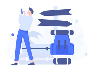 Holiday travel travel characters internet background vector hand drawn illustration
