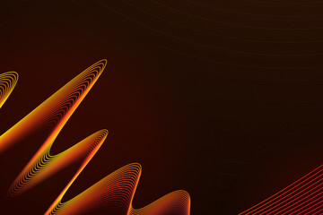 Orange and red wave background. Vector design with neon light effect. Shiny wavy lines