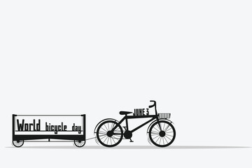 Fototapeta na wymiar World bicycle day poster template. June 3. Bike eco transport