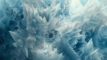 Geometric abstract art in a crisp combination of ice blue and white. - obrazy, fototapety, plakaty