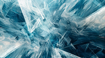Geometric abstract art in a crisp combination of ice blue and white.