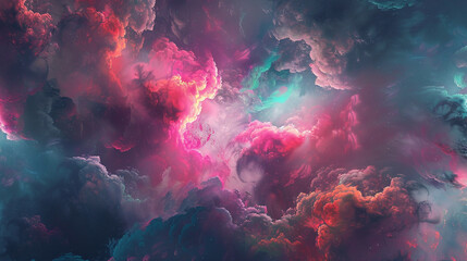 Fototapeta na wymiar Modern abstract digital art, a colorful nebula in space in pinks and blues. ,