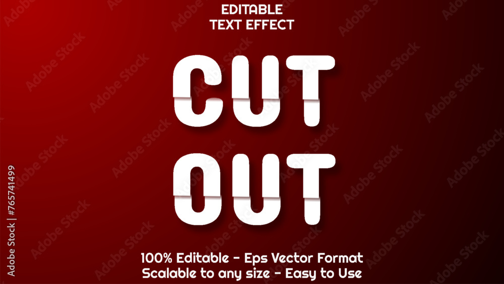 Fototapete Cut out sliced text effect. Editable font style