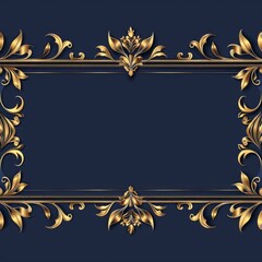 Golden and Sapphire Blue Style Vector Illustration Border Banner Art Background with Empty Copy Space created with Generative AI Technology