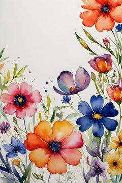 Bunte Blumen - Aquarell