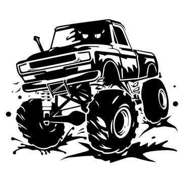 black monster truck driving
