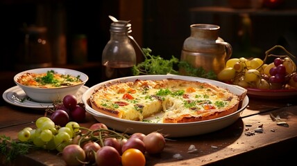 Capturing Culinary Excellence: A Pictorial Tribute to the Iconic French Delight, Quiche, Set Amidst an Inviting Ambiance of Comfort and Warmth