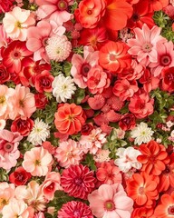 Vibrant Red Floral Tapestry: A Close-up View of an Abstract Flower Collage Background