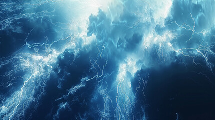 Streaks of lightning in abstract form, electric blue and white.