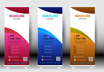 Roll up business banner design vertical template vector, cover presentation abstract geometric background, modern publication display, layout in rectangle size
