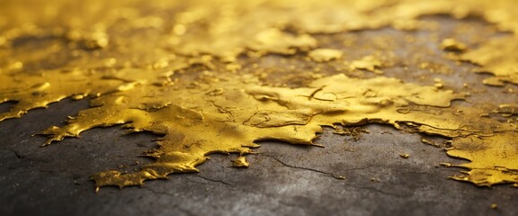 Yellow metallic rough grunge surface texture background from Generative AI