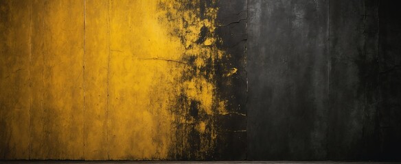 _Dark yellow to black gradient grunge rough vintage flat texture surface background from Generative AI