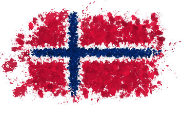 Norwegian flag with paint splashes
