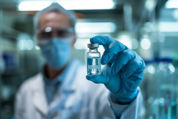 Medical Gloves Handling Test Tube Vials in Laboratory, Vaccine, Scientist - Generative AI