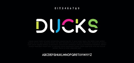 Modern abstract digital alphabet font. Minimal technology typography, Creative urban sport fashion futuristic font and with numbers. vector illustration