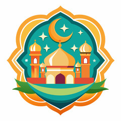 EID FESTIVAL VECTOR IMAGES ICON DESIGN, MOSQUE MOON STAR  TEXT 
