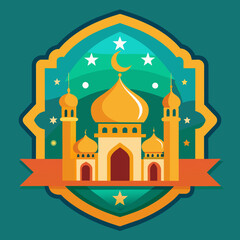 EID FESTIVAL VECTOR IMAGES ICON DESIGN, MOSQUE MOON STAR  TEXT 