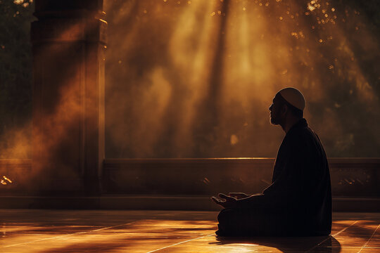 photo of Muslim Man Sitting And Praying Silhouette