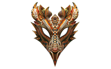 An Exotic Carnival Mask Adorned with Animalistic Charm Isolated on Transparent Background.