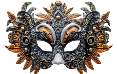 An Exotic Carnival Mask Infused with Vibrant Wildlife Spirit Isolated on Transparent Background.