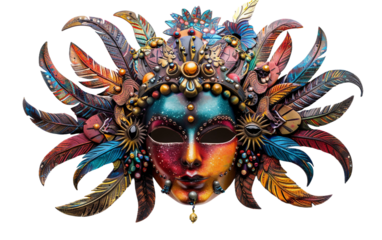 An Exotic Carnival Mask Embellished with Animal-Inspired Creativity Isolated on Transparent Background.