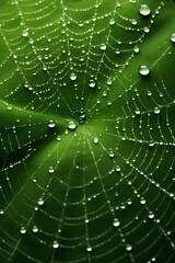 Naklejka premium Dewdrops on a Spider's Web: A Study in Naturalism Detail